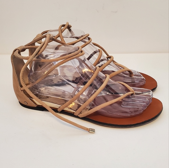 Vince Camuto Gladiator Nude Flat Lace Up Sandles - US 8.5 - Picture 3 of 10